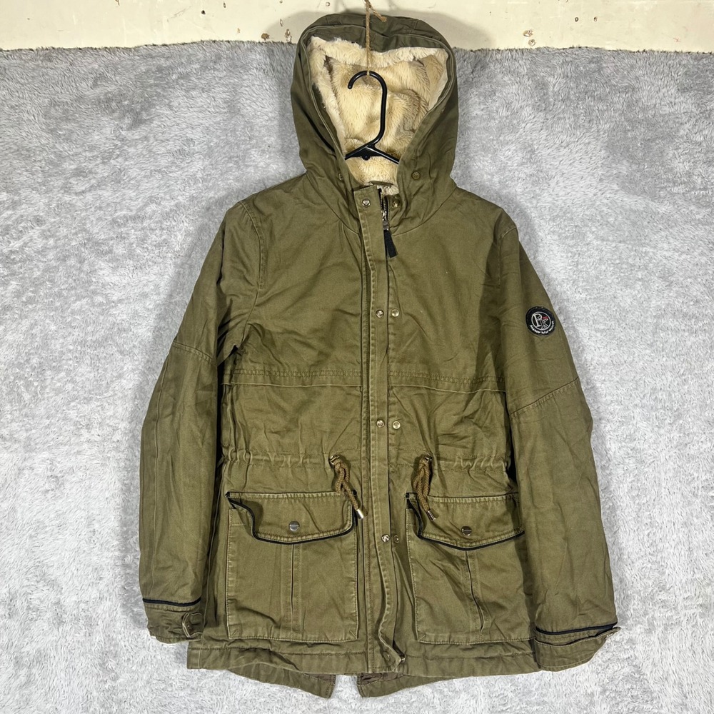 Pimkie Collection Olive Green Utility Parka Faux Fur Lined Hooded Jacket Small